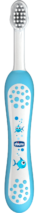 Chicco Зубная щетка с эргономичной ручкой, 6 мес+, голубая 00006958200000
