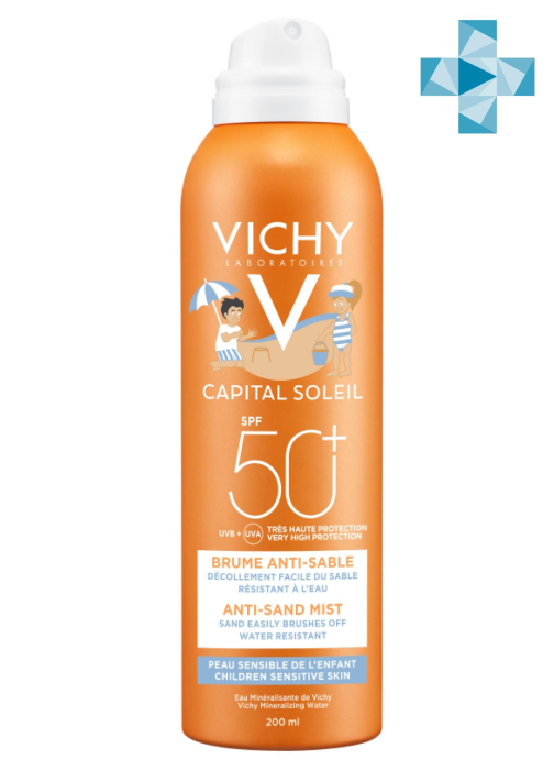 VICHY Capital Soleil Спрей-вуаль детский анти-песок для лица и тела SPF50+, 200мл