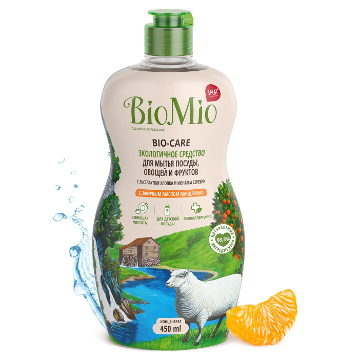 BioMio Ср-во для мытья посуды МАНДАРИН экологичное. концентрат 450 мл.