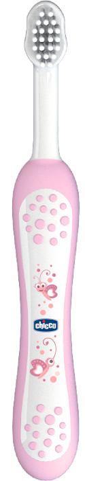 Chicco Зубная щетка с эргономичной ручкой, 6 мес+, розовая 00006958100000