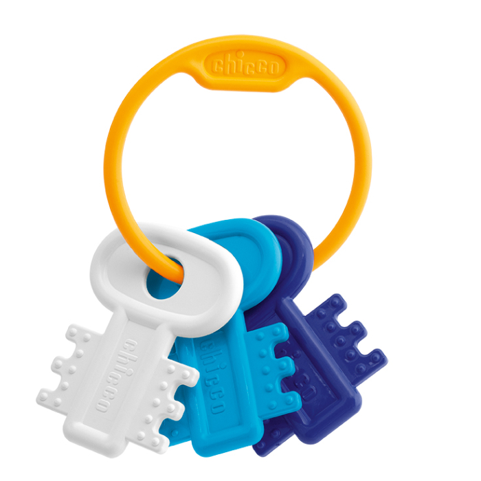 Chicco Игрушка-прорезыватель "Ключи на кольце", голубые , 3 мес + 00063216200000