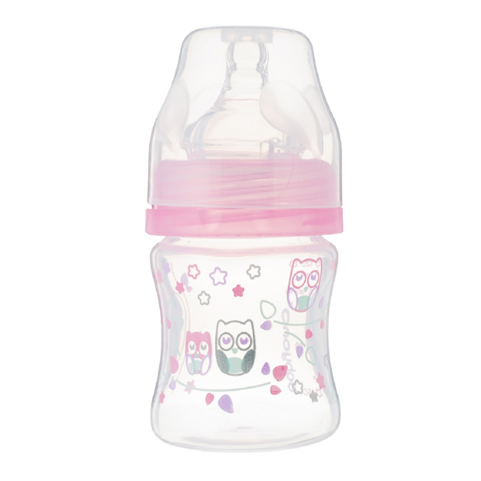 BabyOno Бутылочка антиколиковая с широким горлышком 120 ml, 1 шт, розовая  402/02