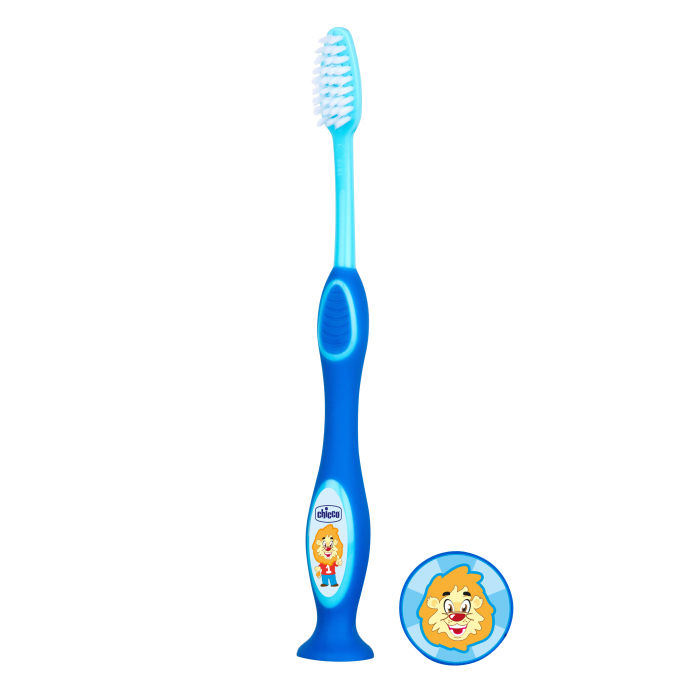 Chicco Зубная щетка для чистки зубов, 3-6 лет, голубая 
