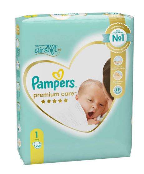 PAMPERS Подгузники Premium Care Newborn (2-5 кг), 66 шт.