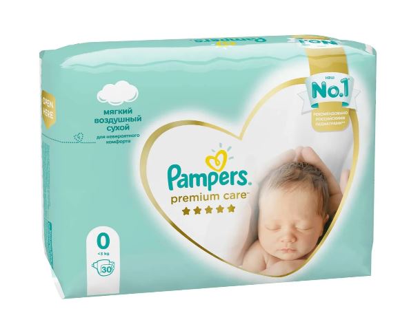 PAMPERS Подгузники Premium Care Newborn (<3 кг), 30 шт.