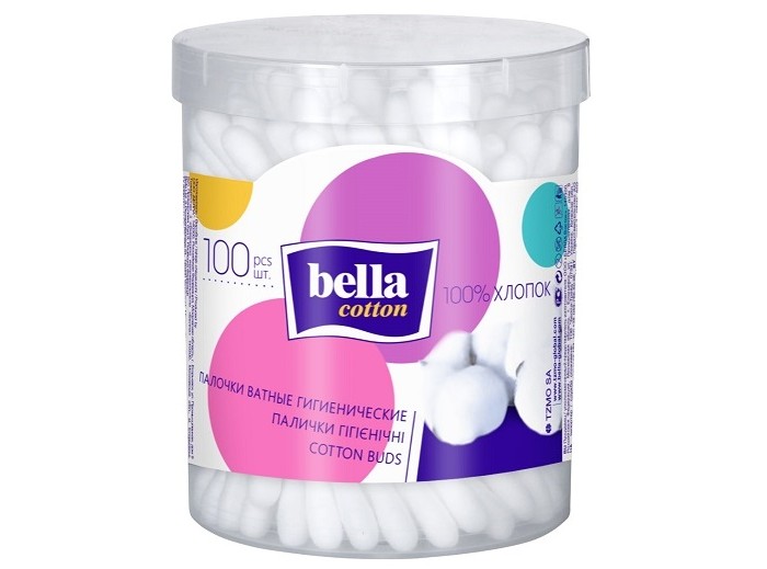 Bella Cotton 100, палочки в пластике (круглая упаковка) 