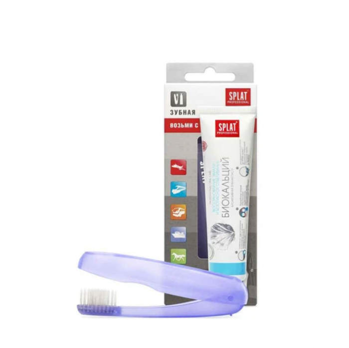 SPLAT (СПЛАТ) Зубная паста серии Professional «Biocalcium / Биокальций», 40 мл, в комплекте с зубной щеткой