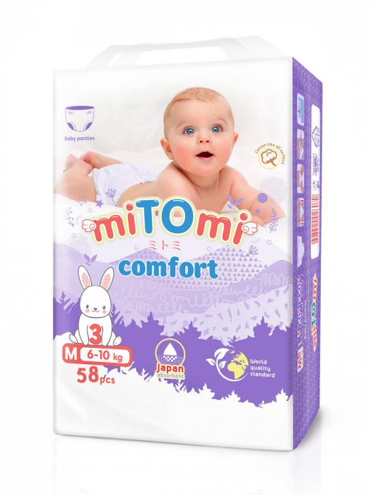 miTOmi подгузники-трусики Comfort размер M (6-10 кг) 58 шт