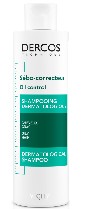 VICHY DERCOS Technique Oil Control Регулирующий шампунь-уход д/жирных волос, 200мл