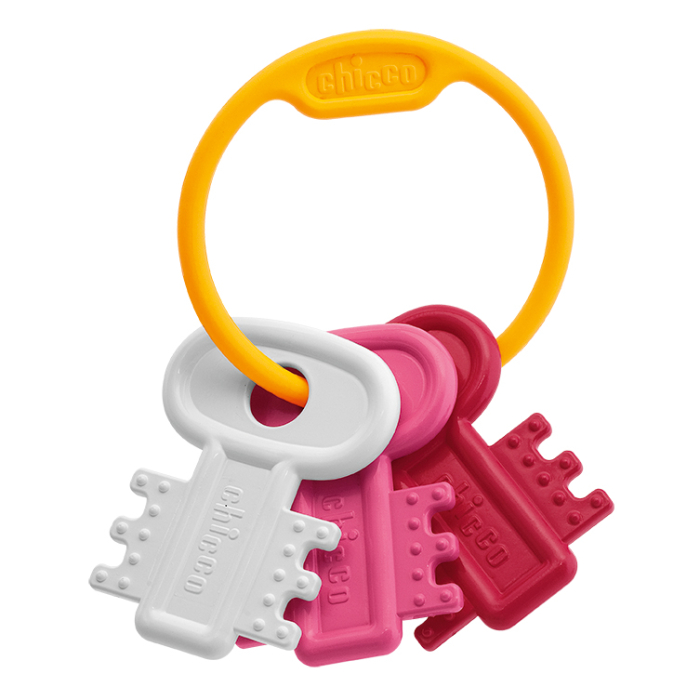Chicco Игрушка-прорезыватель "Ключи на кольце", розовые, 3 мес+ 00063216100000