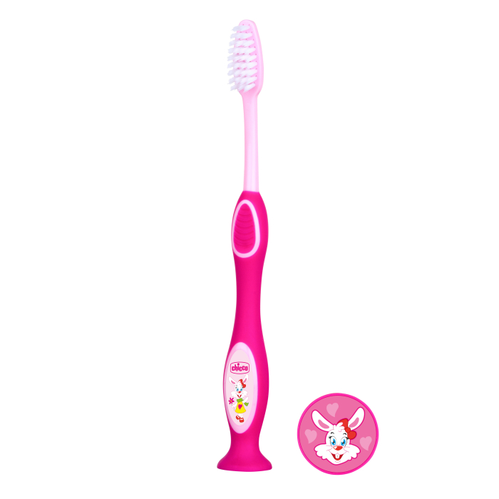 Chicco Зубная щетка для чистки зубов, 3-6 лет, розовая 00009079100000